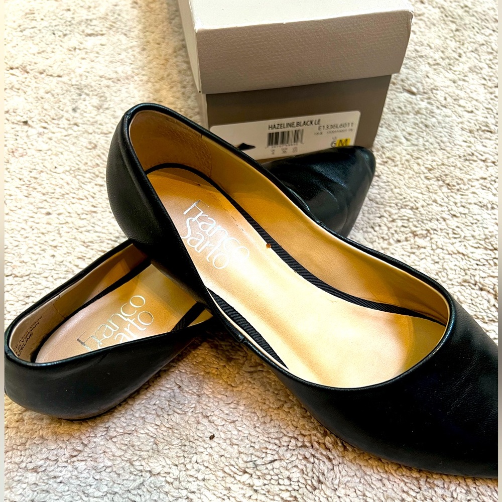 Franco Sarto black flats, size 6.